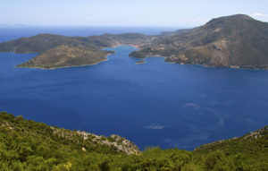 Ithaki island at ionian sea in Greece